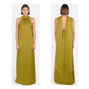 Cris Serra Gala Dress - Backless Halter with Scarf in Olive XS
